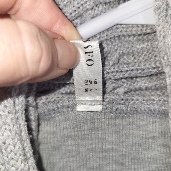 Grey Cable Knit Buckle Front Sweater - Picture 8 of 8
